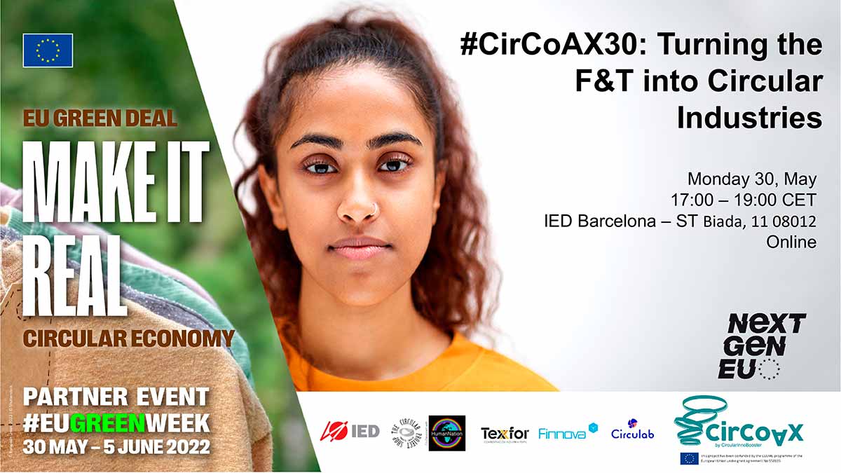 10 proyectos de CirCoAX by CircularInnoBooster comprometidos con la economía circular en el sector de la moda y el textil se presentan en la EU Green Week en Barcelona